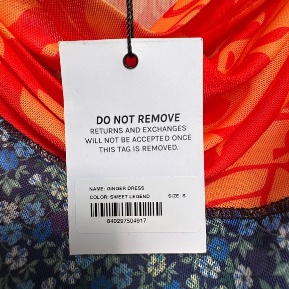 NWT Miaou Ginger Mini Dress S Sweet Legend Mixed Print Mesh Semi Sheer Cowl Neck - Picture 5 of 8